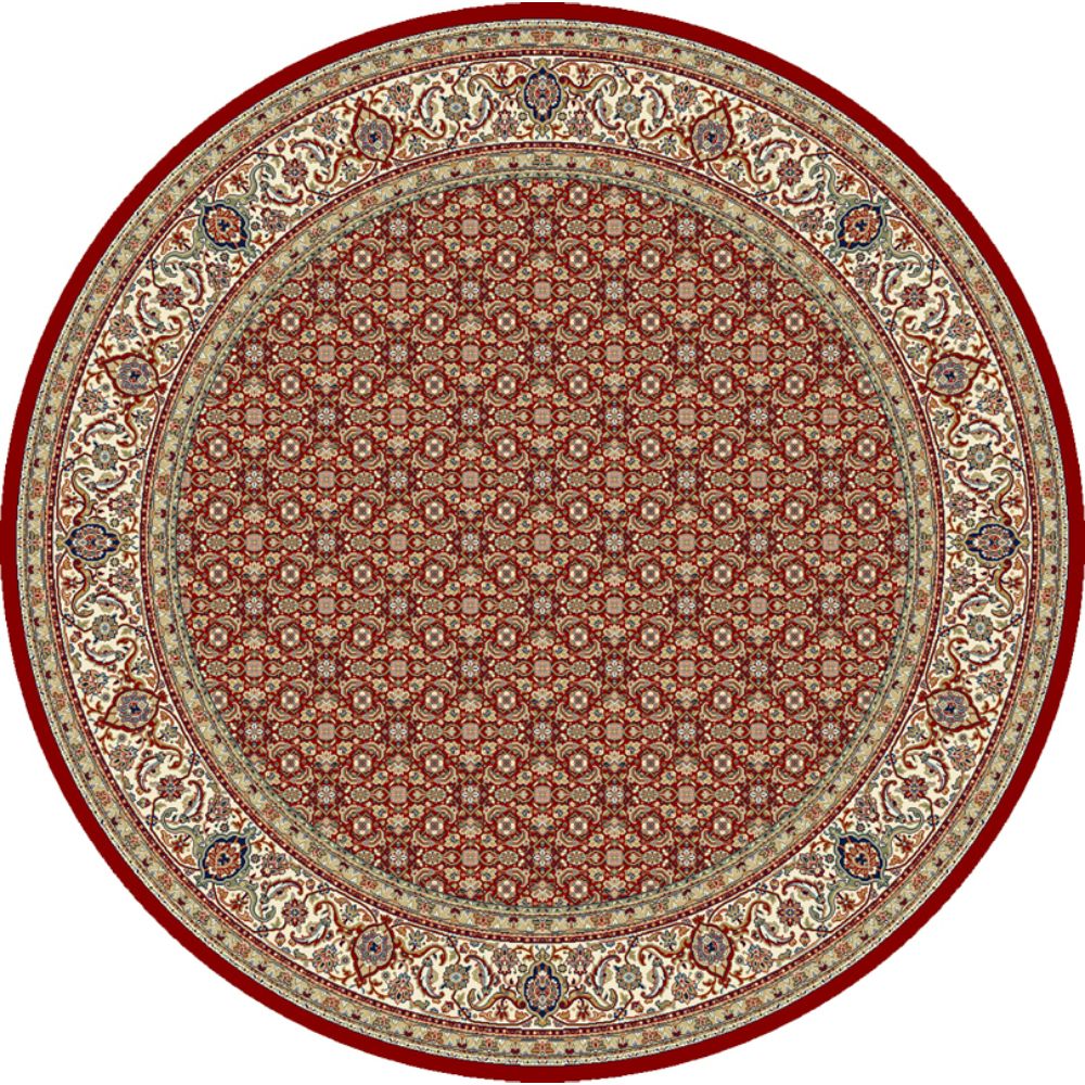 Dynamic Rugs 57011-1414 Ancient Garden 5.3 Ft. X 5.3 Ft. Round Rug in Red/Ivory